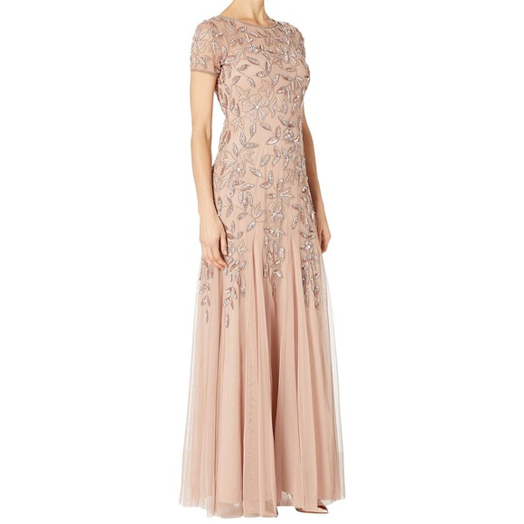 Adrianna Papell Rose Gold Godet Gown - Picture 1 of 8